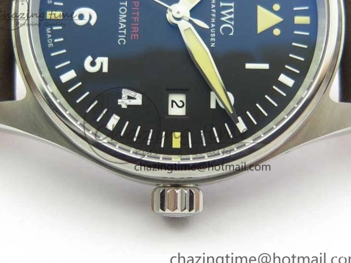 MIROTIME 0303 Original Pilot IW326803 SS MK 1:1 Best Edition Black Dial on Brown Leather Strap MIYOTA 7146